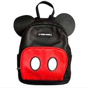 Disney Mickey Mouse Mini Backpack with Ears - Black & Red, Loungefly Style.